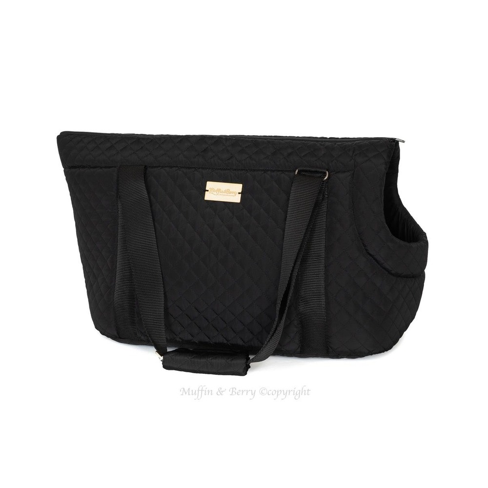 Muffin & Berry Quilted Black Pet Carrier Tote Bag With Top‎ Opening